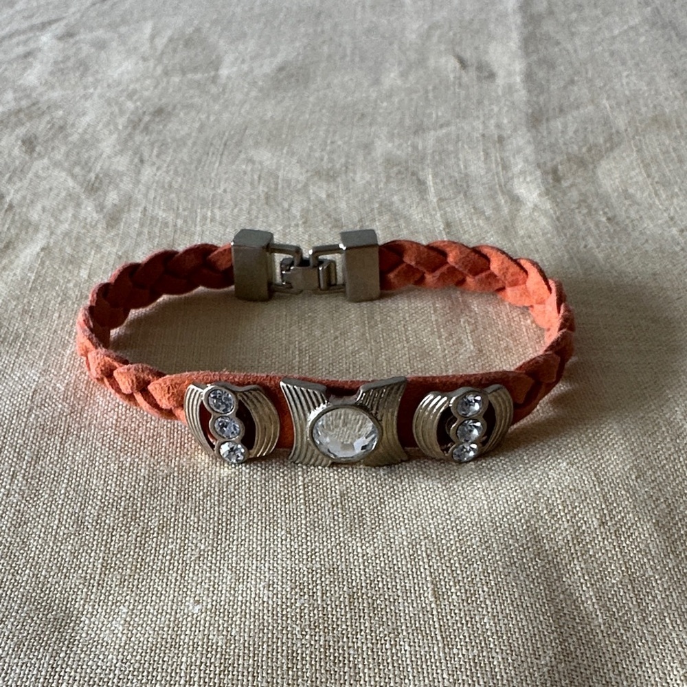 Lia Sophia Orange Braided Bracelet with Silver & Gold Accents